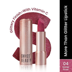 Swiss Beauty - More Than Glitter Lipstick Shade No. 04 Glitter Rose