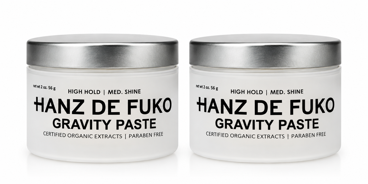 Two Hanz de Fuko Gravity Paste jars, high hold, medium shine, 56g each.