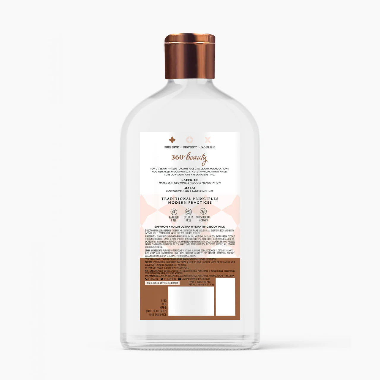 Just Herbs - Ultra Hydrating Body Milk with Saffron and Malai 300ml
