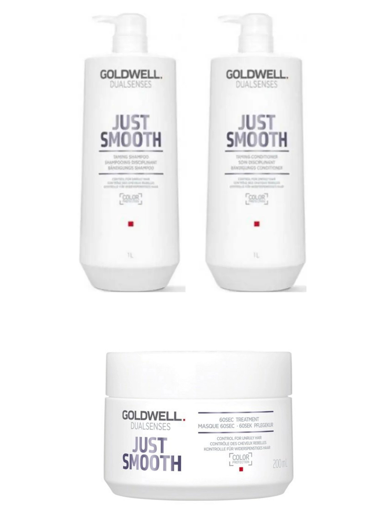 Goldwell Dualsenses Just Smooth Trio Bundle  (1L + 200ml Treatment)