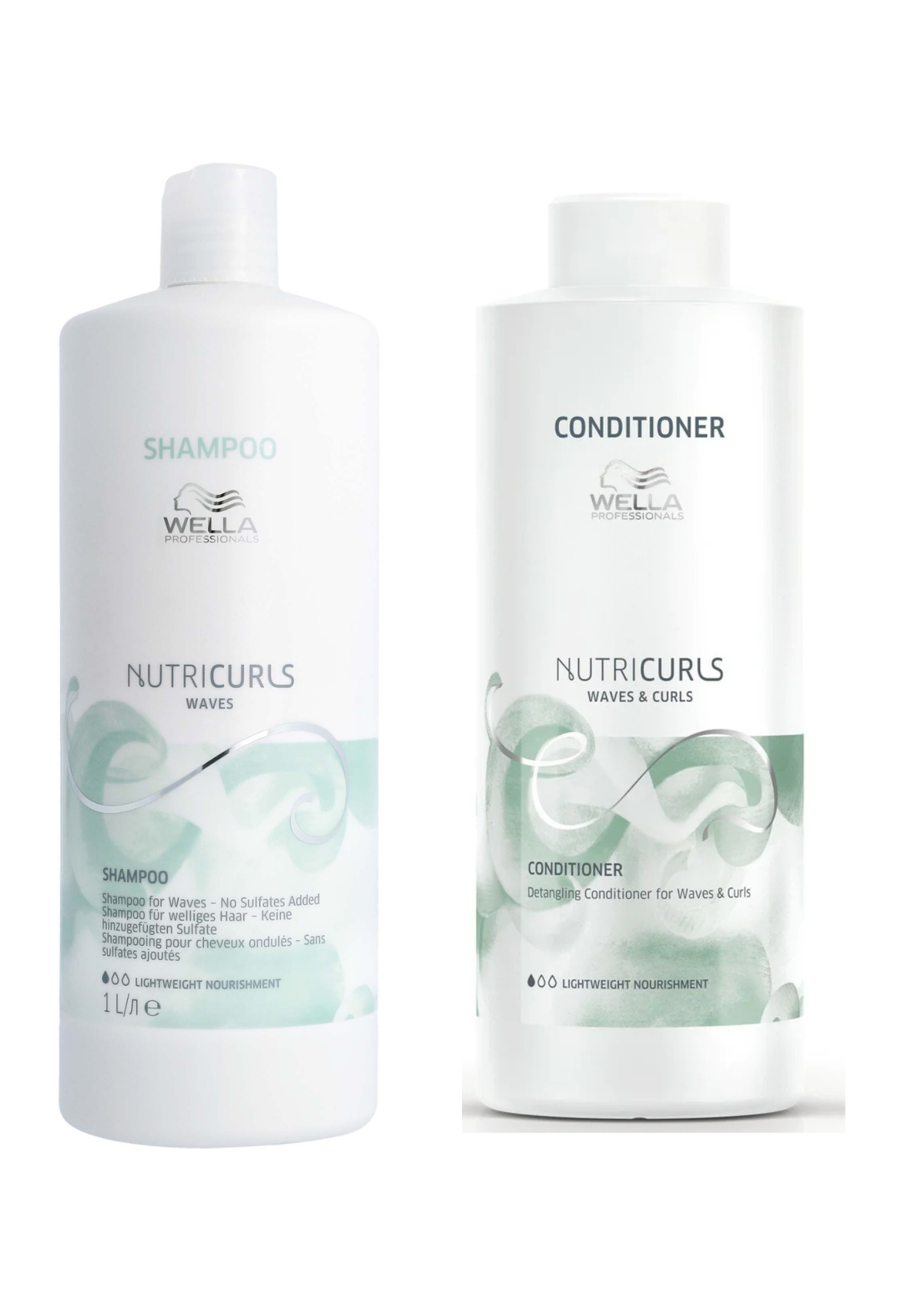 Wella NutricurlWella Professionals Nutricurls Waves Shampoo and  Nutricurls Detangling Conditioner For Waves & Curls 1000ml