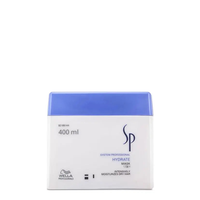 Wella SP Hydrate Mask jar, 400 ml; white container with blue lid
