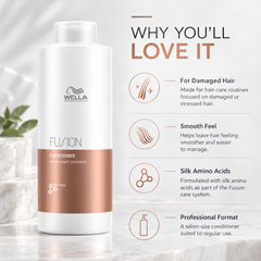 Wella Fusion Intense Repair Conditioner bottle with rose-gold label band, 1 L
