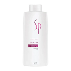 Wella SP Color Save shampoo bottle, white with SP logo and Microlight system label