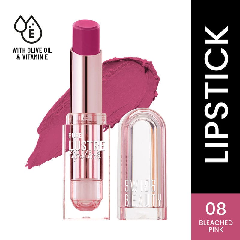 Swiss Beauty Pure Lustre Lipstick Shade No. 08 Bleached Pink