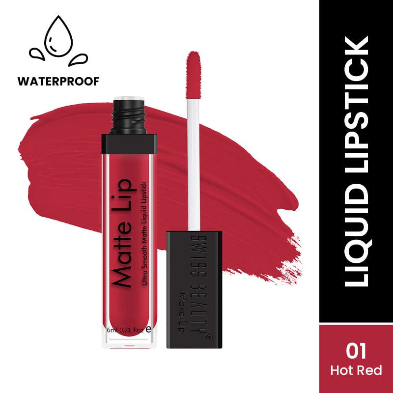 Swiss Beauty Ultra Smooth Matte Lip Liquid Lipstick Shade No. 01 Hot-Red