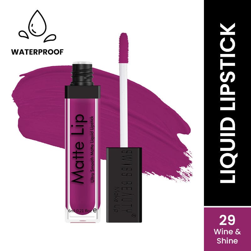 Swiss Beauty - Matte Lip Liquid Lipstick Shade No. 29 Wine-Shine