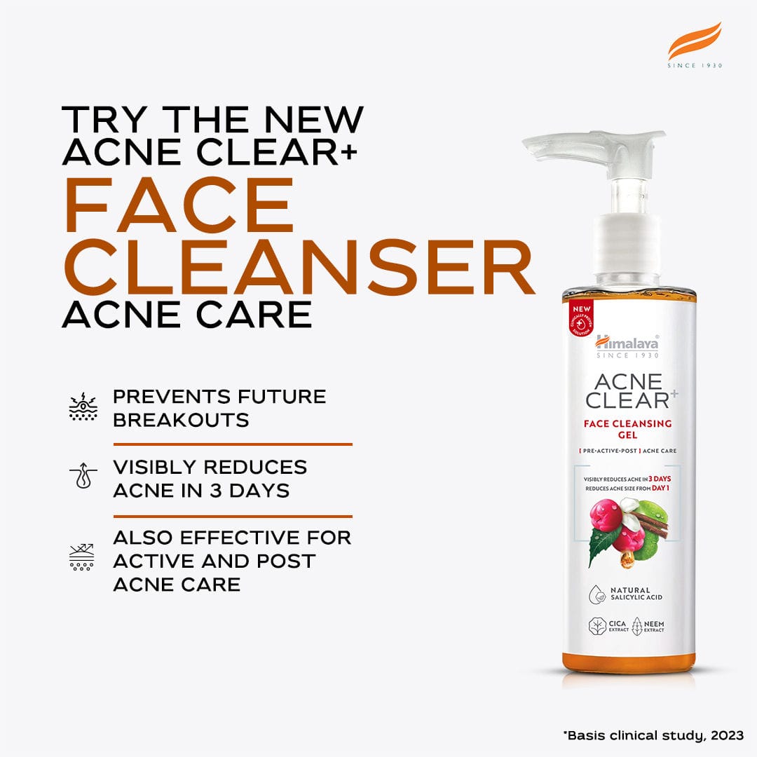 Himalaya - Acne Clear+ Face Cleansing Gel with Natural Salicylic Acid for Reducing Acne & Sebum 200ml