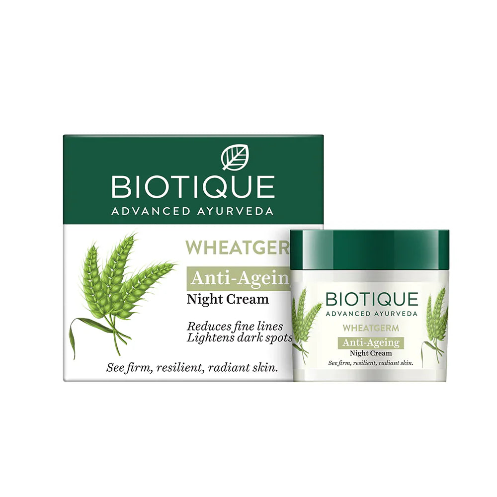 Biotique Wheatgerm Anti-Ageing Night Cream - Targeting Wrinkles & Dull/Dry Skin 50g