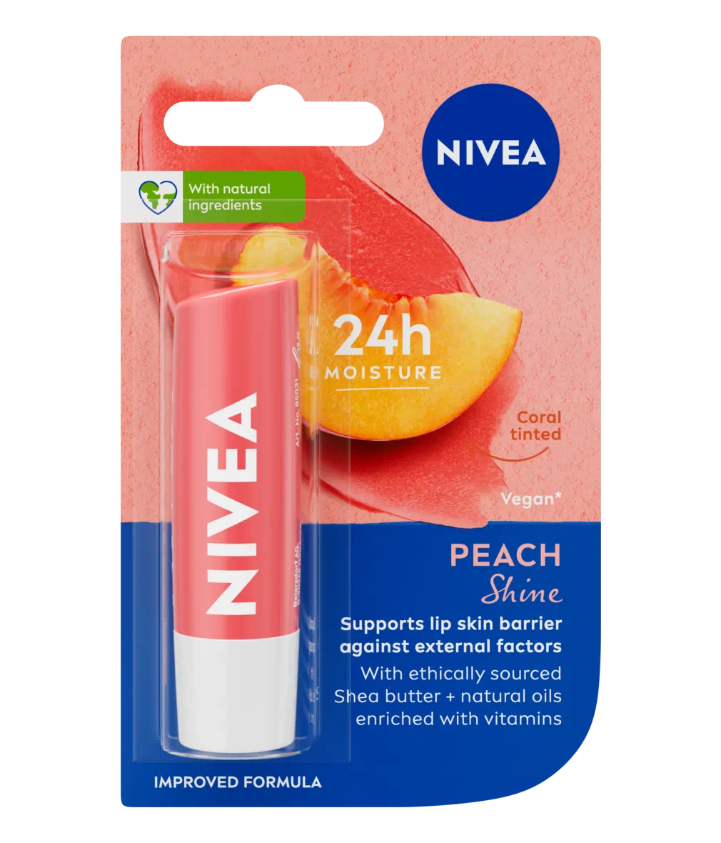 NIVEA Peach Shine Caring Lip Balm – 4.8g