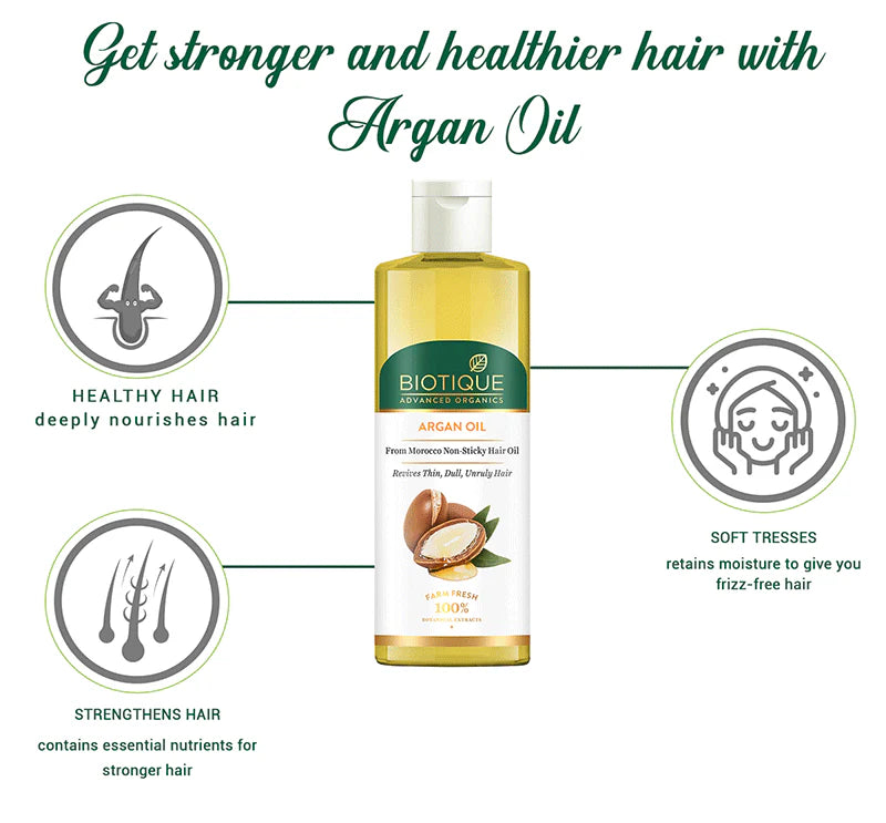 Biotique Unisex Advanced Organics Argan Oil From Morocco Non-Sticky Hair Oil 200ml