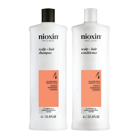 Nioxin scalp+hair shampoo and conditioner duo bottles, 1 L each, for colored hair