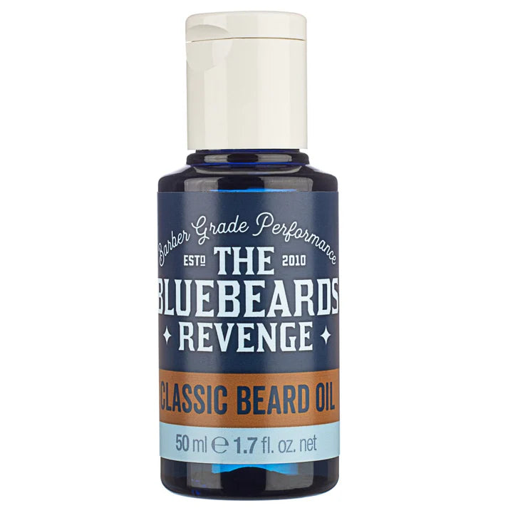 Bluebeards Revenge classic beard oil bottle, 50 ml, dark blue label