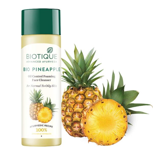 Biotique Bio Pineapple Oil Control Foaming Sustainable Face Cleanser with Gandhak 120ml
