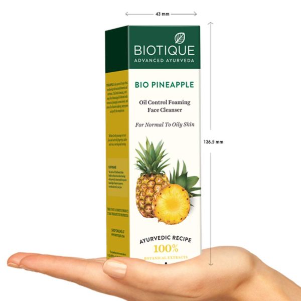 Biotique Bio Pineapple Oil Control Foaming Sustainable Face Cleanser with Gandhak 120ml
