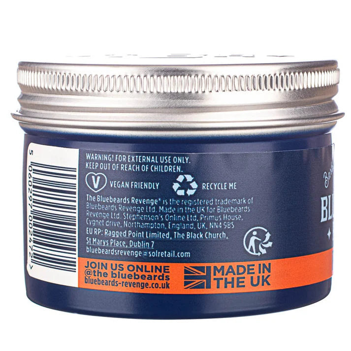 Face scrub jar back label with vegan and recycling icons, silver lid