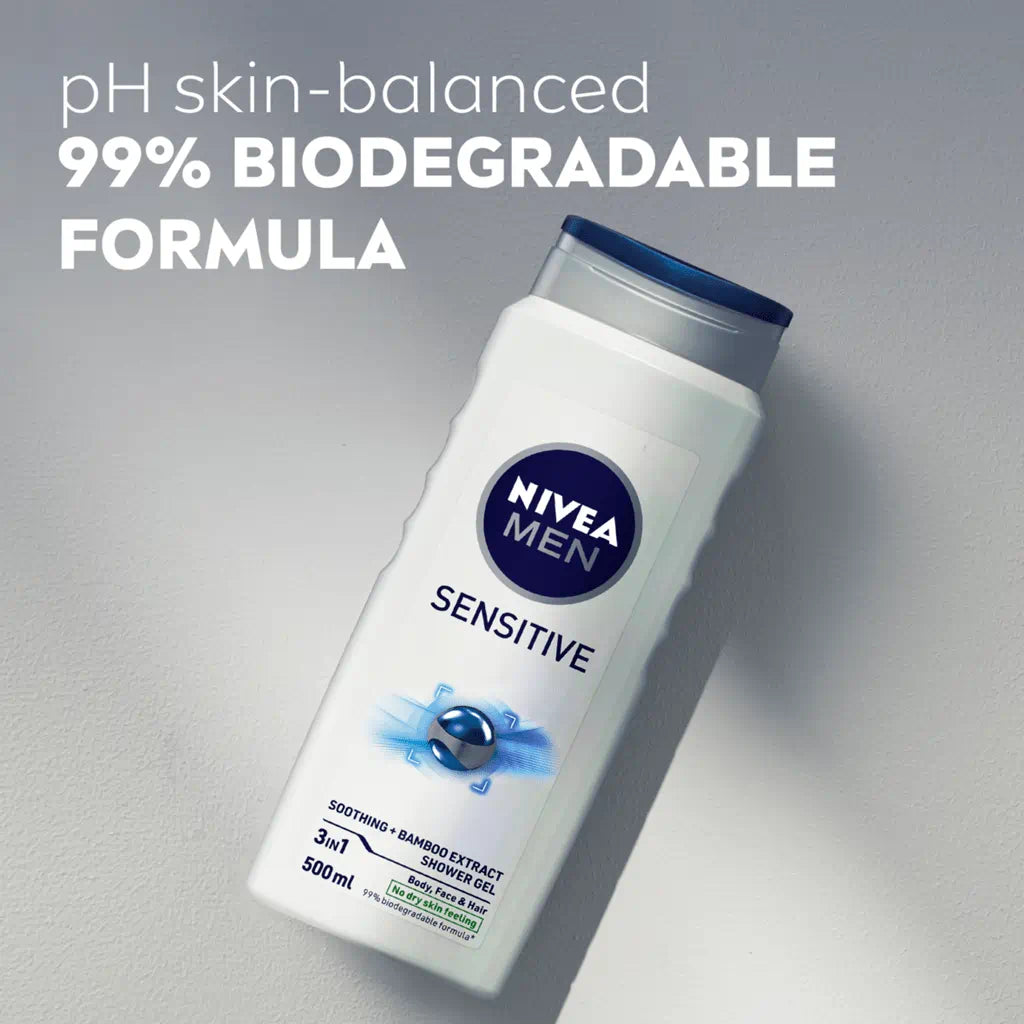 Nivea - MEN Sensitive Shower Gel and Body Wash 500ml
