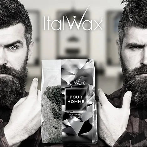 Italwax Hot Film Wax Silver (Pour Homme), 1kg - for strong hair -Man's waxing