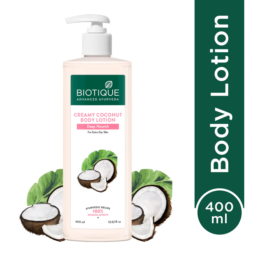 Biotique Creamy Coconut Deep Nourish Body Lotion For Dry Skin 400ml
