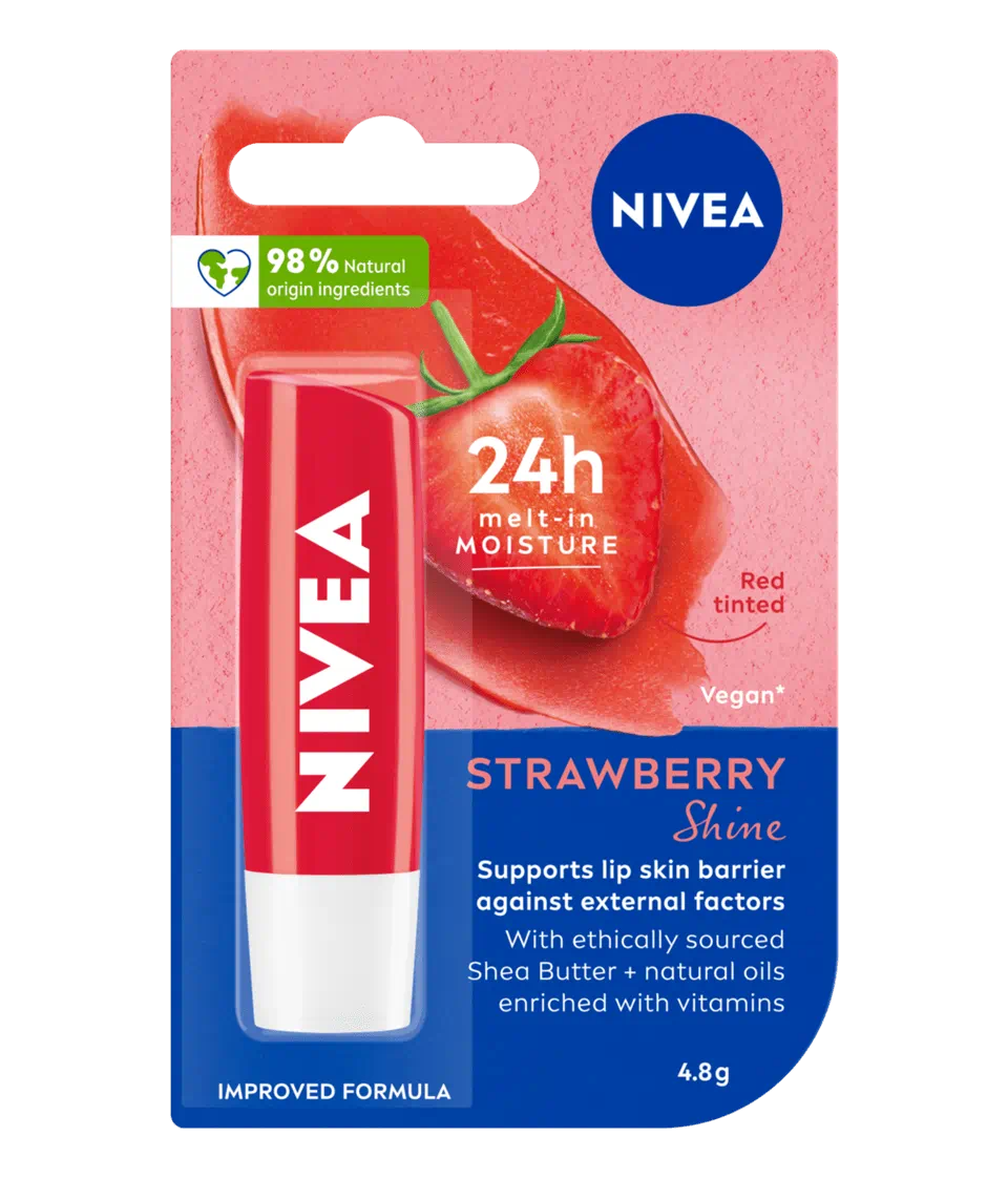 Nivea 24 Hr Melt-In Moisture Lip Balm - Strawberry Shine