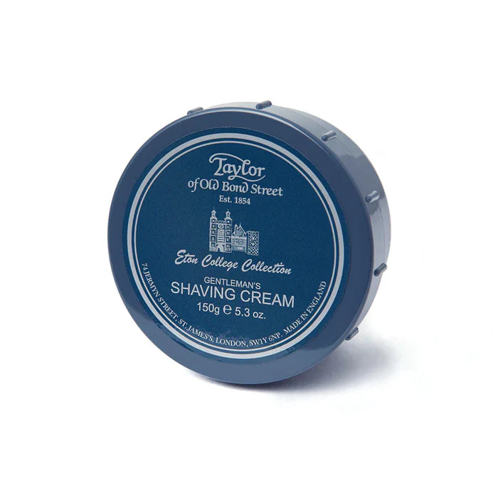 Shaving cream bowl with blue lid, engraved logo and label, 150g