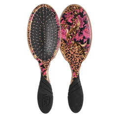Wet Brush Pro detangling hair brush, black handle with safari patterned back, pin bristles