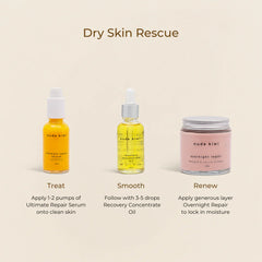 Amber and clear serum bottles with a pink overnight repair jar
