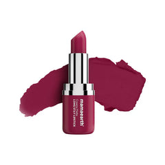 Mamaearth matte long stay lipstick in Cranberry Crush, with lip color swatch