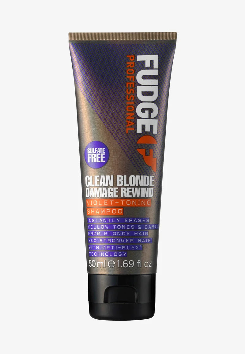 Fudge Clean Blonde Damage Rewind Violet Shampoo 50ml - Kess Hair and Beauty