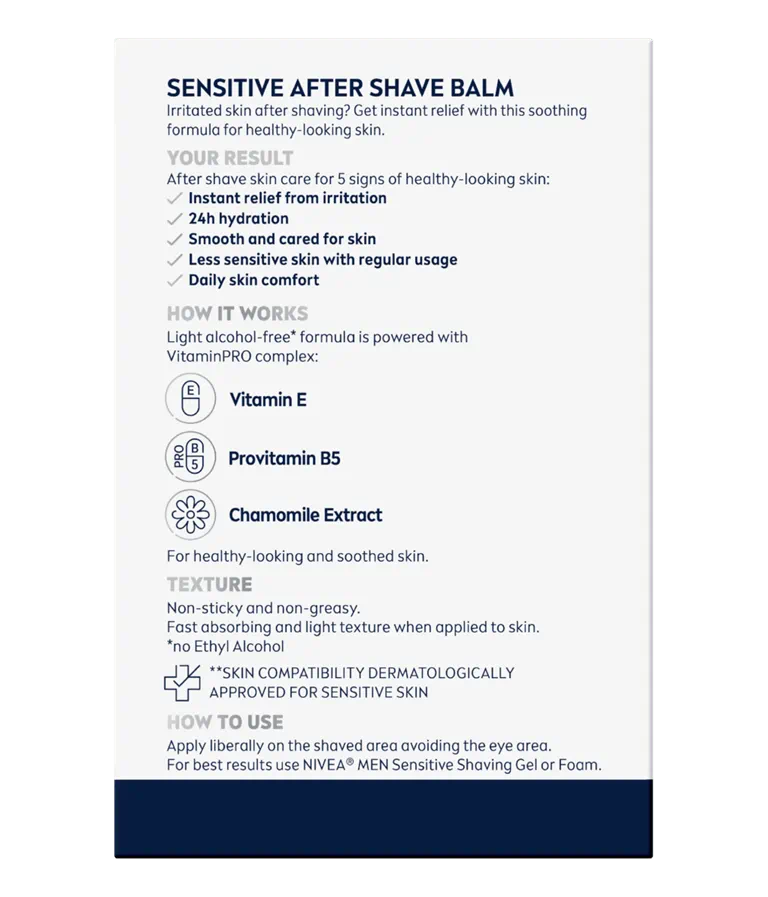 Nivea MEN Sensitive After Shave Balm With Chamomile & Vitamin E 100ml