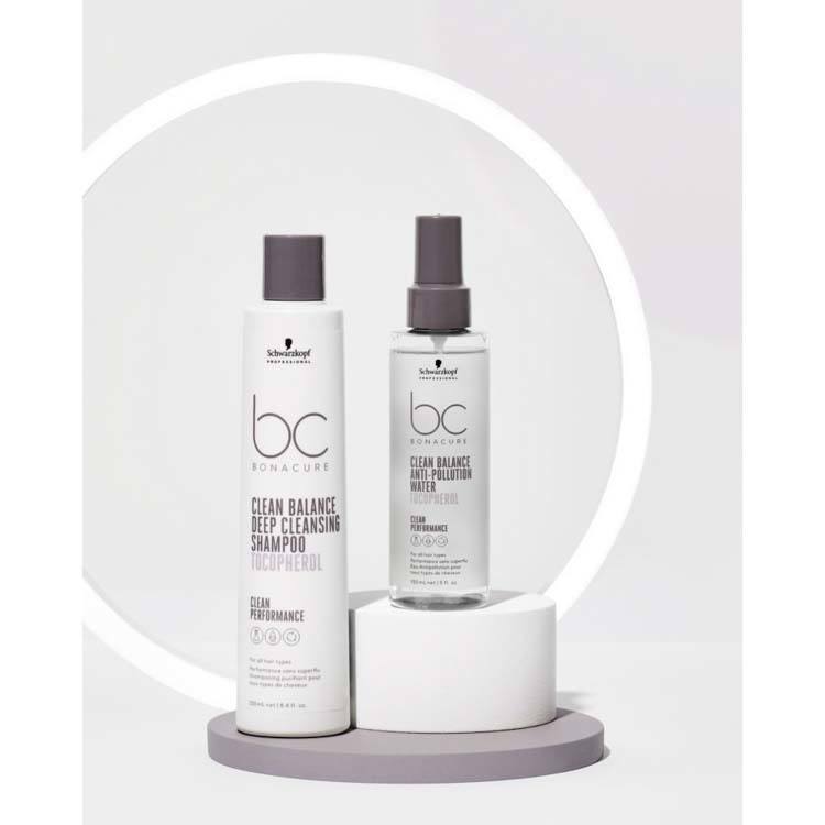Bc Bonacure Clean Performance Clean Balance Deep Cleansing Shampoo and  Balance Anti-pollution Water Duo - Kess Hair and Beauty