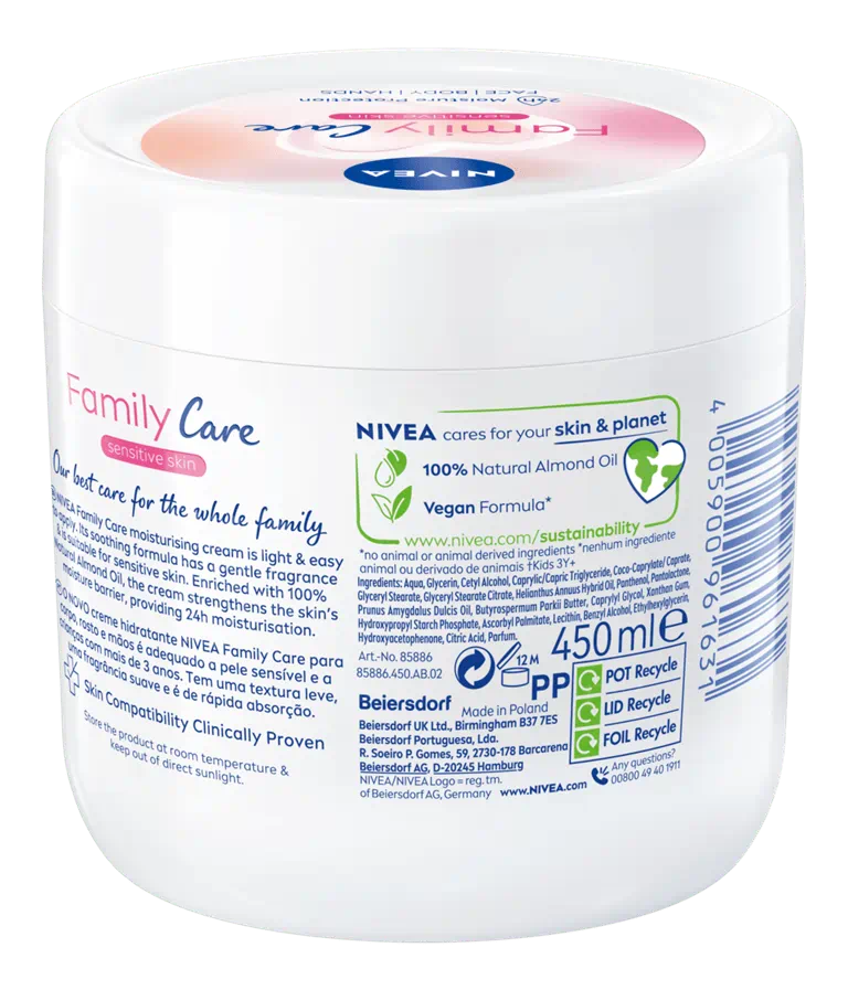 Nivea Naturally Good Family Care Cream 450ml