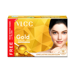 VLCC Gold facial kit box with free rose water toner, golden glow packaging