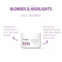 Goldwell Dualsenses - Blondes & Highlights Anti-Yellow Shampoo & Conditioner & 60Sec Treatment Bundle