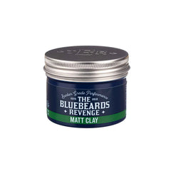 Matt clay hair styling jar with silver lid and dark label