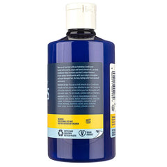 Bluebeards Revenge conditioner bottle, blue with white cap, back label details visible
