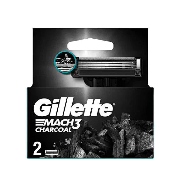 Gillette - Mach3 Charcoal Bright Glow Catridge pack of 2 with New Enhanced Lubrastrip