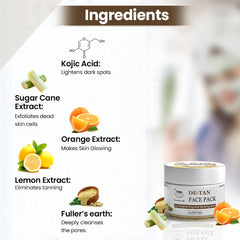 TNW - The Natural Wash De-Tan Face Pack for Glowing Skin and Tan Removal with Orange Extract 50g