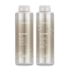 Joico Blonde Life brightening shampoo and conditioner duo bottles, silver plastic