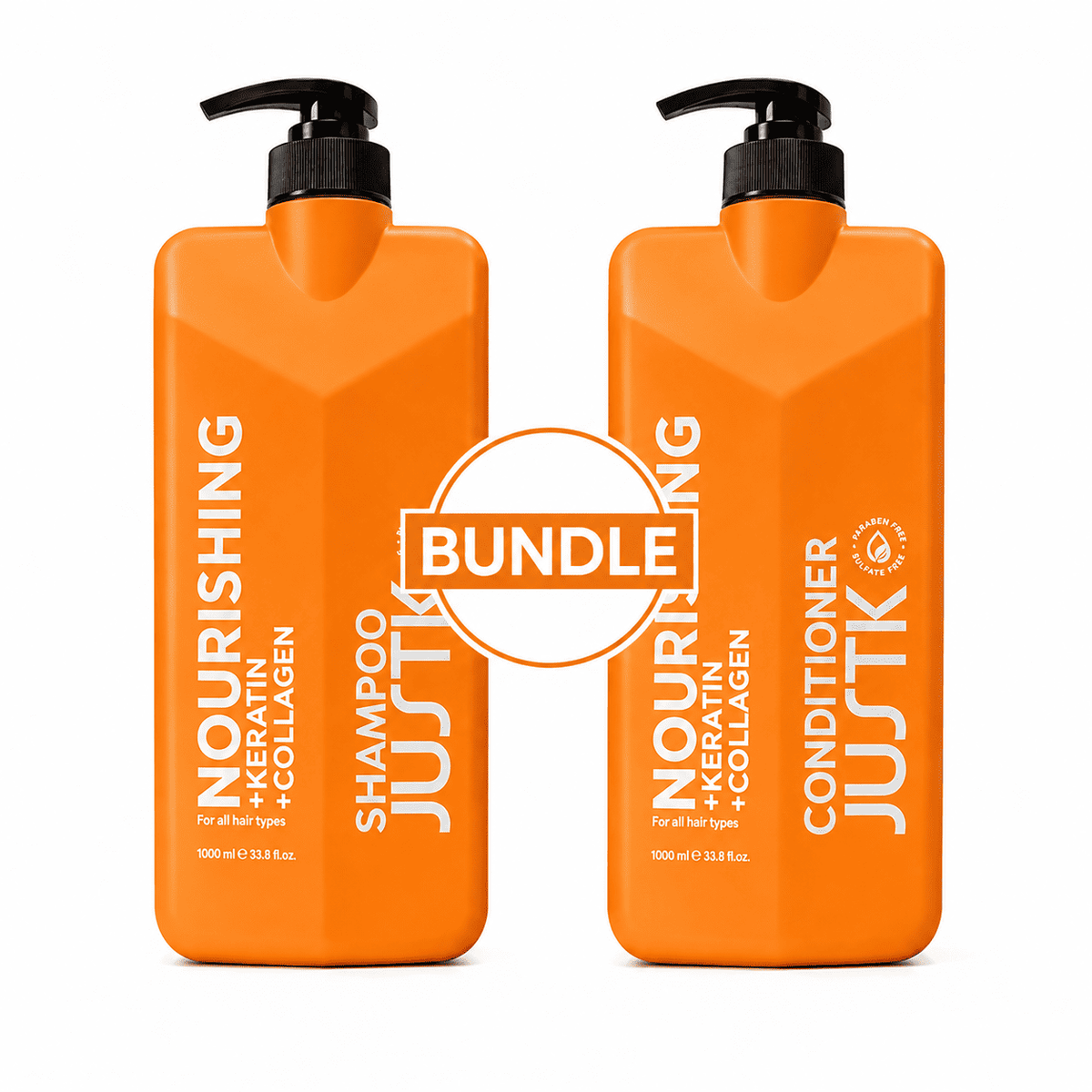 JUSTK Nourishing - Keratin & Collagen Shampoo and Conditioner 1L Bundle
