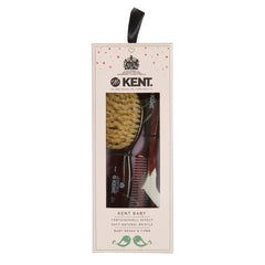 Kent BA30 Tortoiseshell Effect Soft Natural Bristle Baby Brush and Comb Set - Kess Hair and Beauty