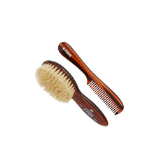 Kent BA30 Tortoiseshell Effect Soft Natural Bristle Baby Brush and Comb Set - Kess Hair and Beauty