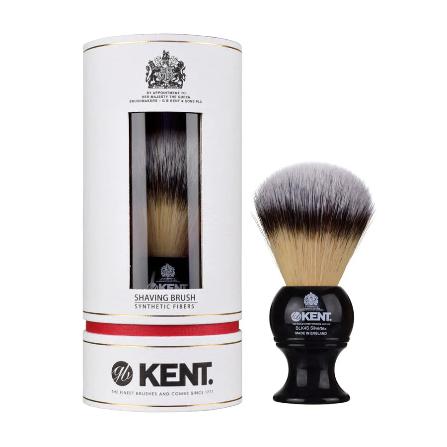 Kent BLK4S Medium Synthetic Shaving Brush - Black - Kess Hair and Beauty