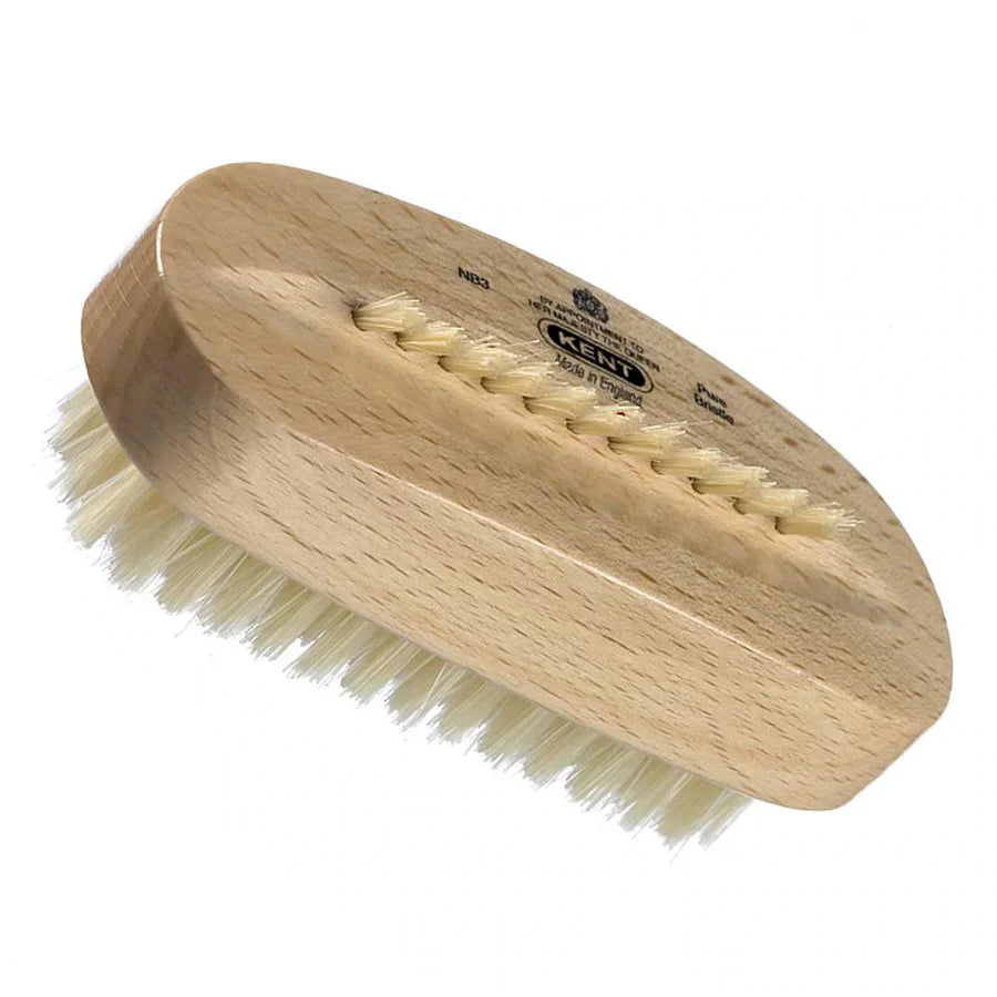 KENT Beechwood Pure White Bristle Extra Row Nail Brush - Kess Hair and Beauty