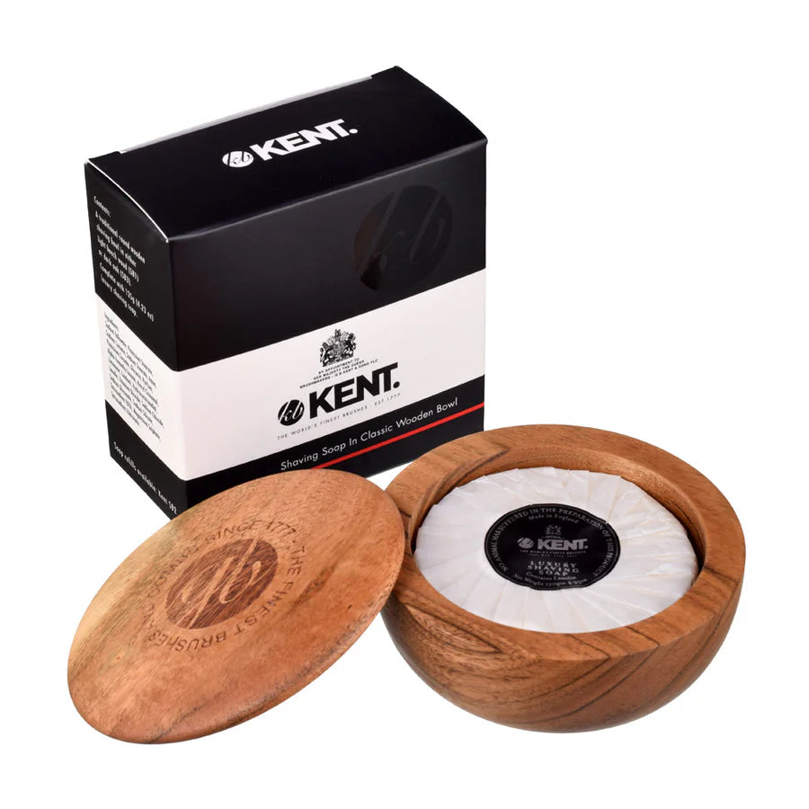 Kent Luxury Shaving Soap in Dark Wood Bowl