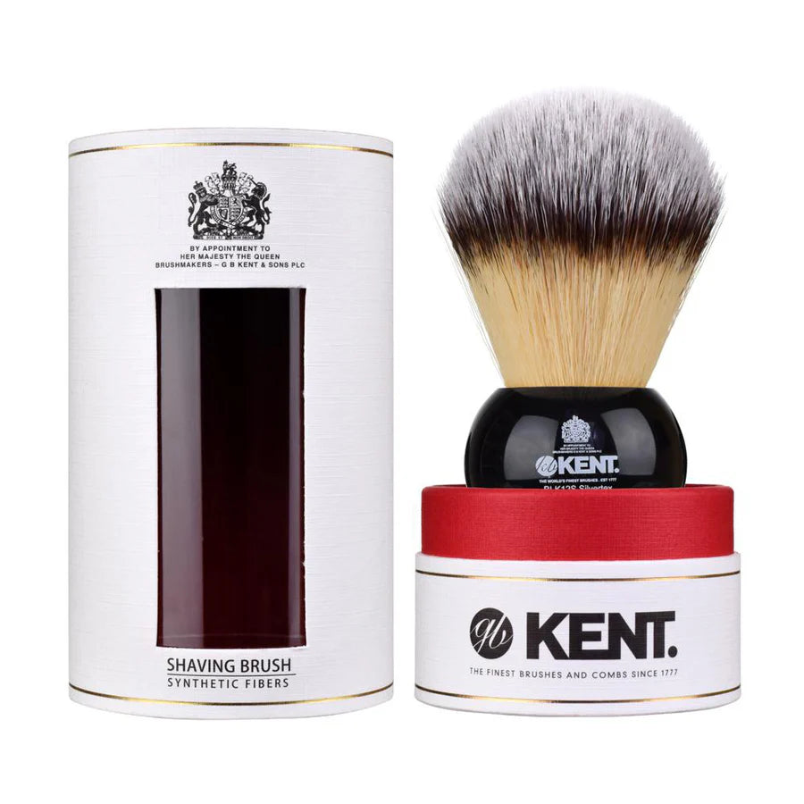 Kent BLK12S Extra Large Synthetic Shaving Brush - Black - Kess Hair and Beauty