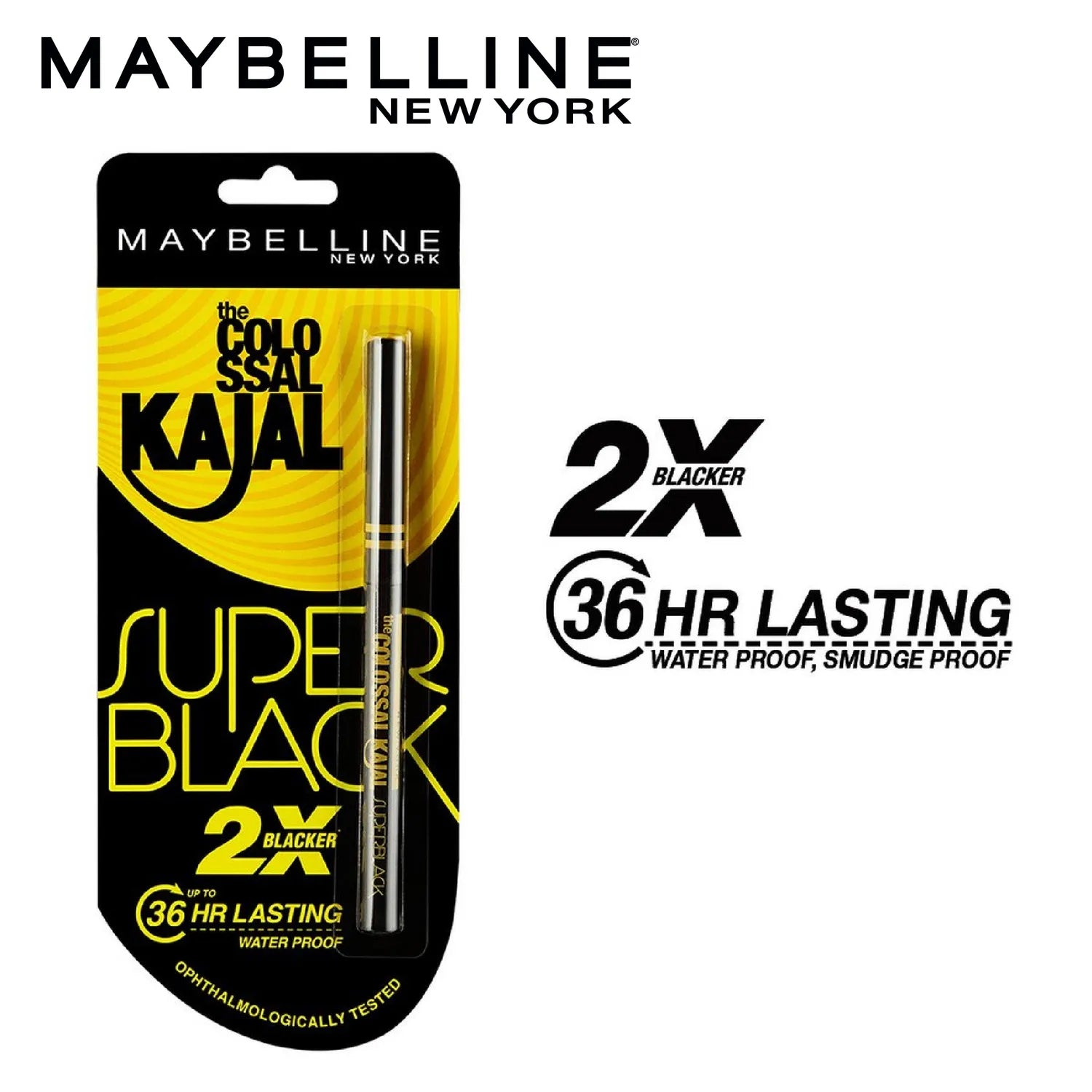 Maybelline - New York Colossal Kajal Super Black, 2X Darker & 2X Colossal, Matte Finish Kajal