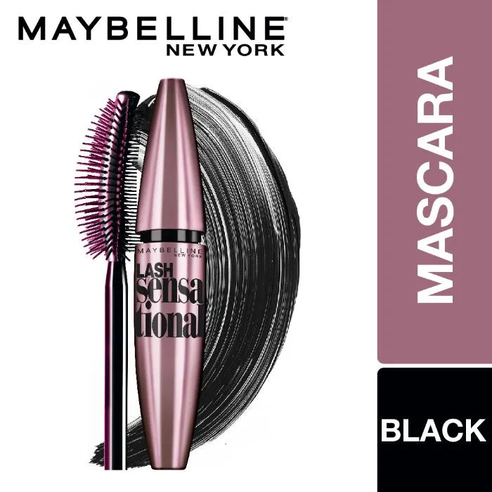 Maybelline - New York Mascara, No-clumping, Fanning Brush, Waterproof, Lash Sensational, Black 10ml