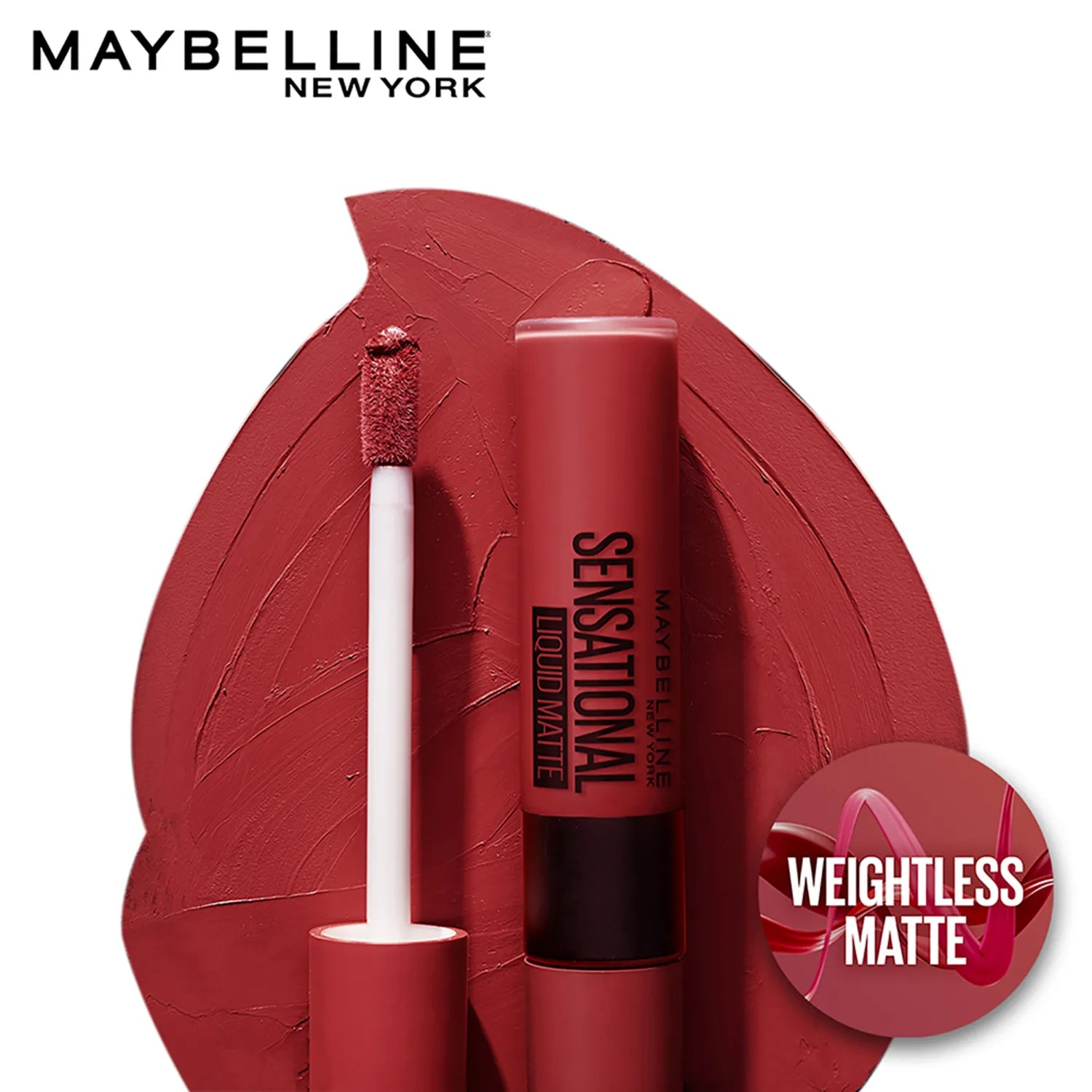 Maybelline - New York Sensational Liquid Matte Lipstick, Weightless Comfort - 03 Flush It Red 7ml