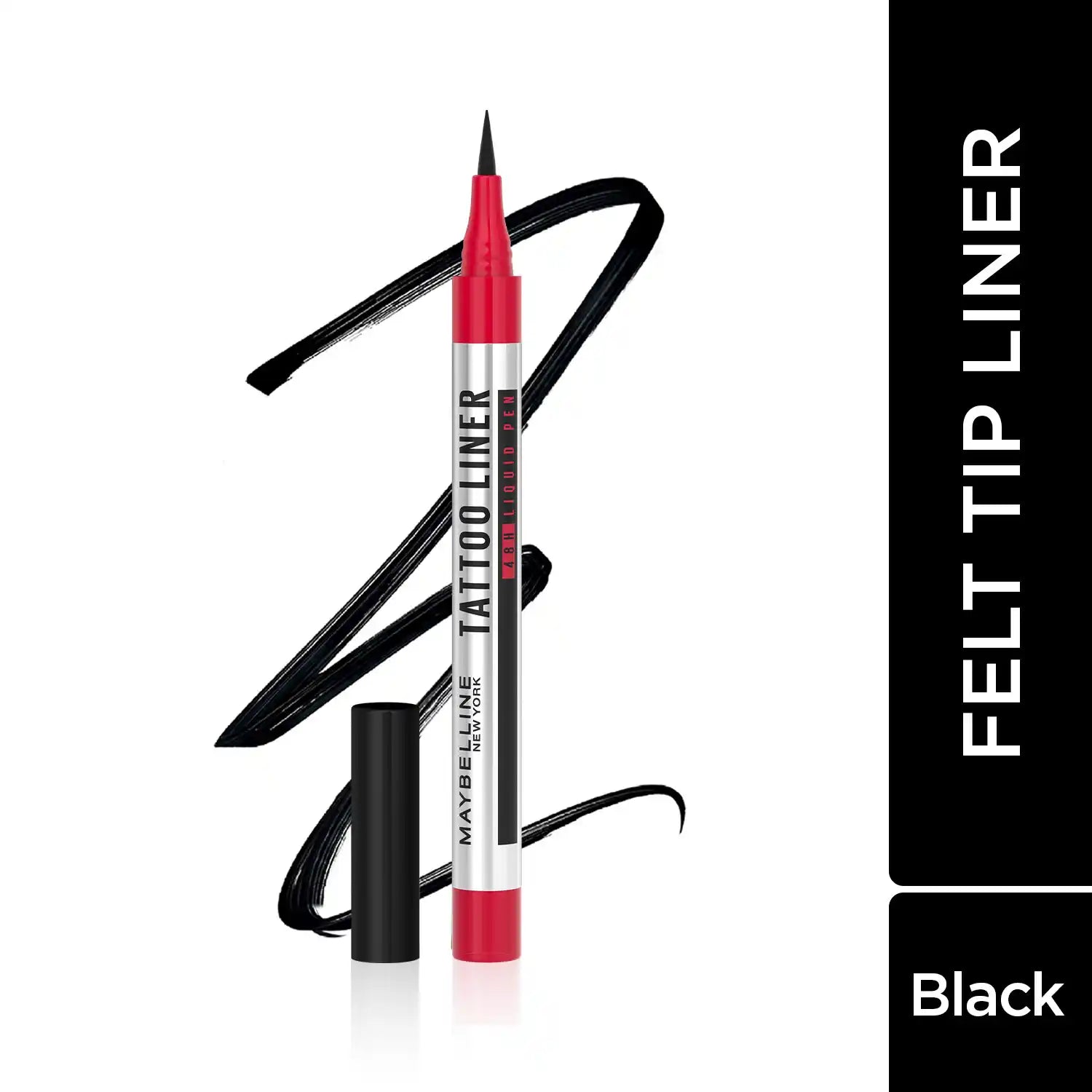 Maybelline - New York High Impact Tattoo Pen Liner, Lasts Up To 48H - Black, Water & Smudge-proof